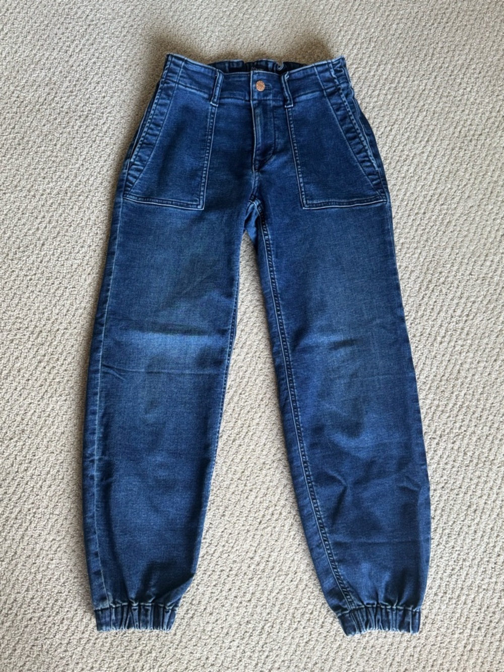 NWOT J. Crew Navy Blue Elastic Waist Denim Joggers